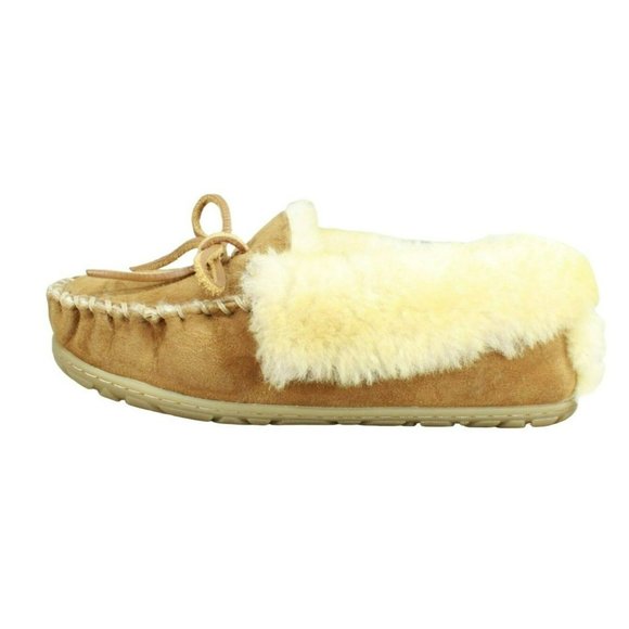 L.L. Bean Shoes - LL Bean Brown Suede Wicked Good Shearling Lined Moccasin Slippers Size 8 M